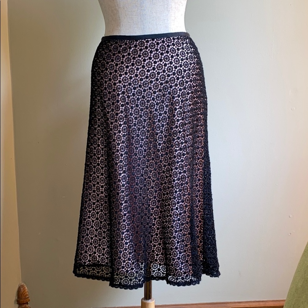NWOT!! Black and Pink Lace Overlay Skirt by Harolds